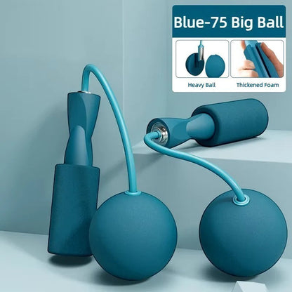 TBF Home fitness blue cordless jump rope with weighted balls and thickened foam handles for speed and cardio training.