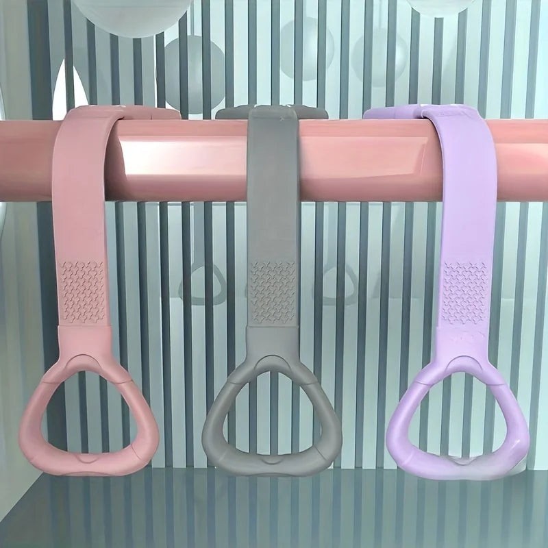 TBF Home fitness Figure 8 resistance band in pink, grey, and lavender for upper body strength and posture.
