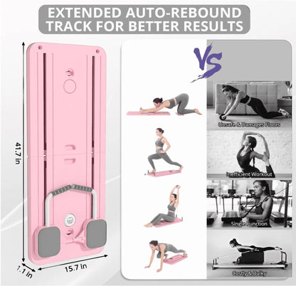 Pink TBF Home Fitness foldable exercise board with handles and foot straps for Pilates and core workouts.