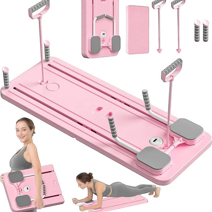 TBF Home fitness pink foldable exercise board with handles and foot straps for Pilates and core training.