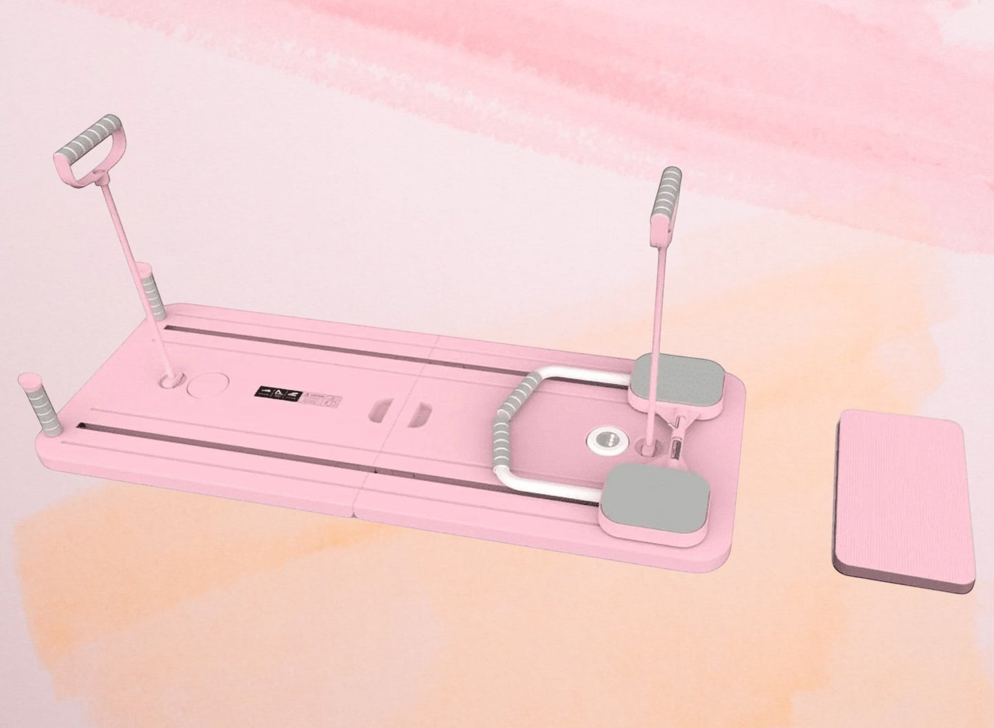 TBF Home fitness pink foldable exercise board with handles and foot straps for Pilates and core training.