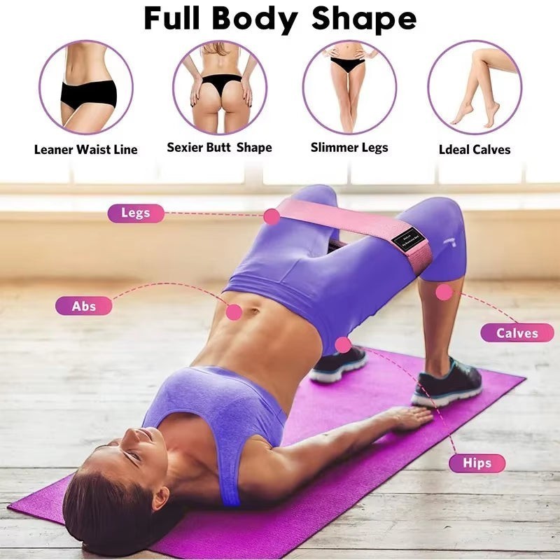 TBF Home fitness pink fabric resistance band for hip training and glute shaping, non-slip design.