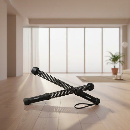 TBF Home fitness black ropeless battle ropes with spring core and comfortable grip handles for full-body workouts