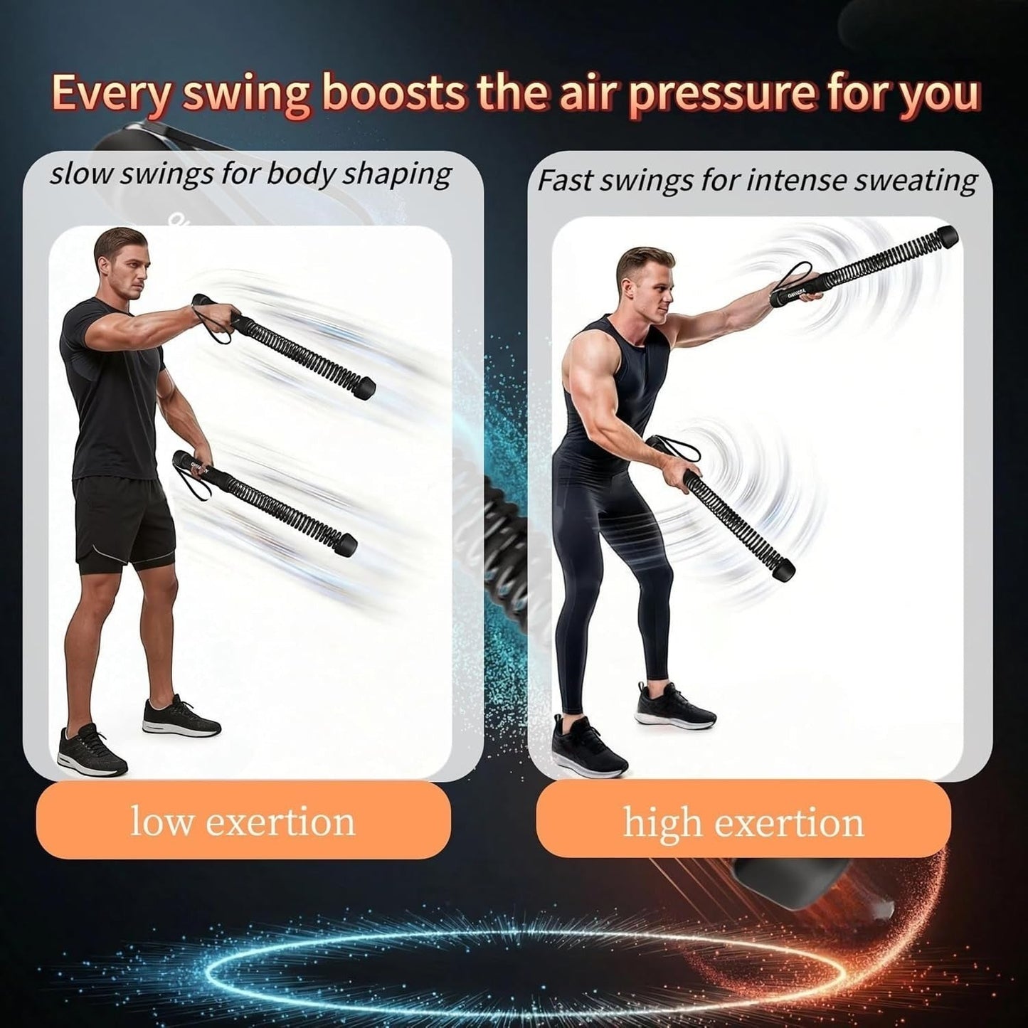 TBF Home fitness ropeless battle ropes for men and women, used for low and high exertion workouts. Black weighted cord.