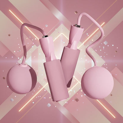 TBF Home fitness pink weighted jump rope with ergonomic antiskid handles and enlarged spheres for exercise